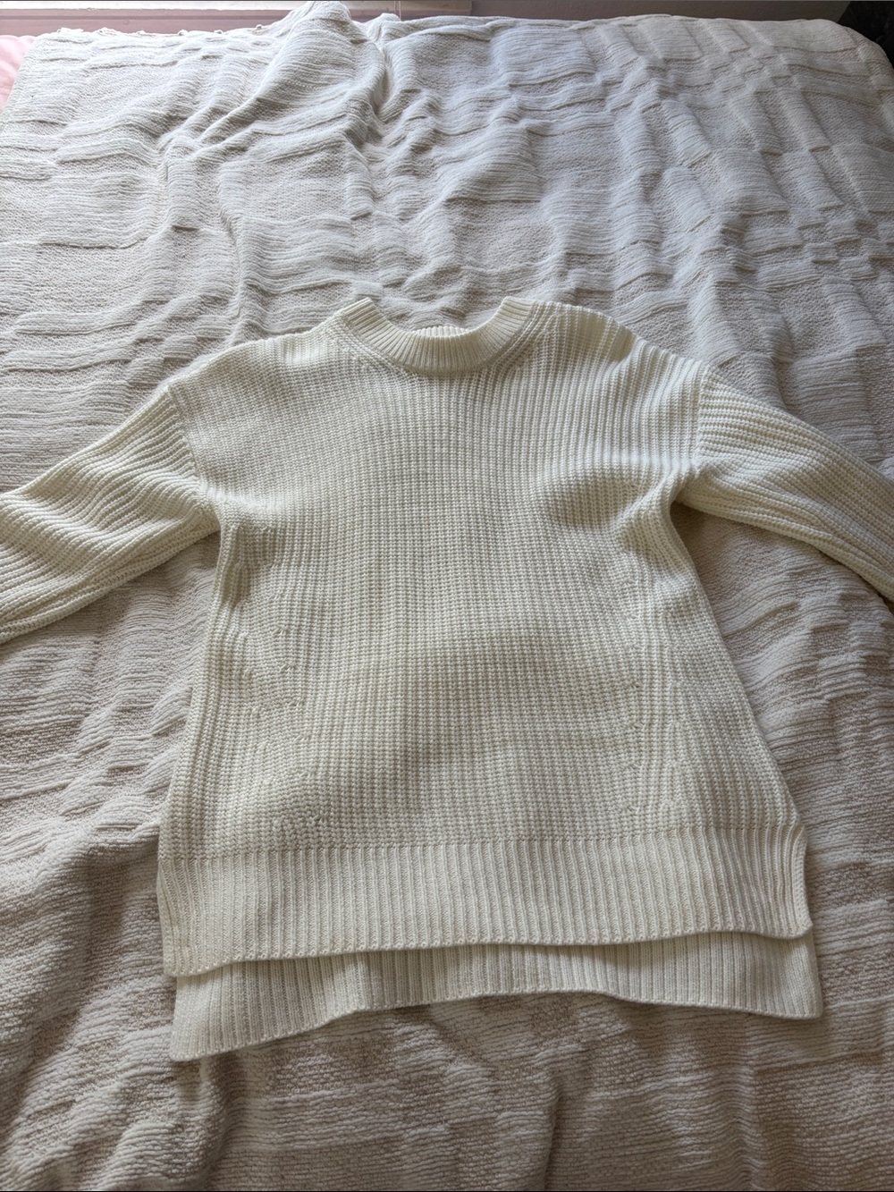 SO Cream Ribbed Crewneck Sweater